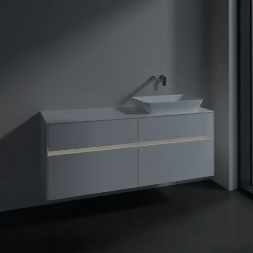 Villeroy & Boch Collaro Тумба под раковину, с подсветкой, 4 выдвижных ящика, 1400 x 548 x 500 mm, Glossy White / Glossy White C118B0DH