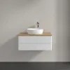 Villeroy & Boch Antao Тумба под раковину, 2 выдвижных ящика, 800 x 360 x 500 mm, лицевая поверхность без текстурированной отделки, Glossy White Lacquer / Honey Oak K19051GF