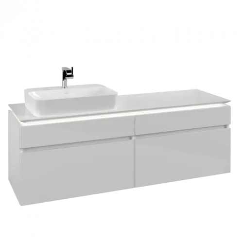 Villeroy & Boch Legato Тумба под раковину, с подсветкой, 4 выдвижных ящика, 1600 x 550 x 500 mm, Glossy White / Glossy White B764L0DH