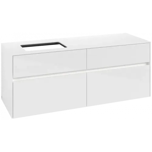 Villeroy & Boch Collaro Тумба под раковину, с подсветкой, 4 выдвижных ящика, 1400 x 548 x 500 mm, Glossy White / Glossy White C117B0DH