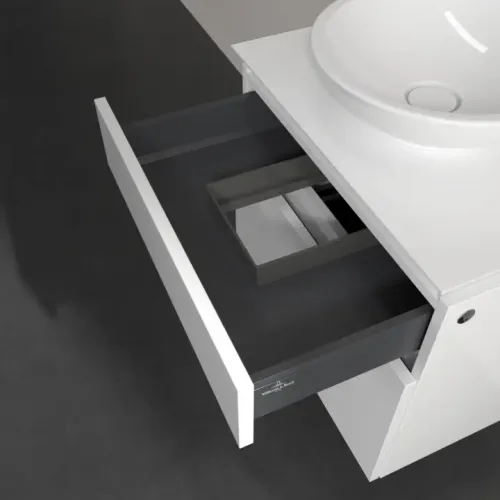 Villeroy & Boch Legato Тумба под раковину, с подсветкой, 2 выдвижных ящика, 600 x 550 x 500 mm, Glossy White / Glossy White B568L0DH