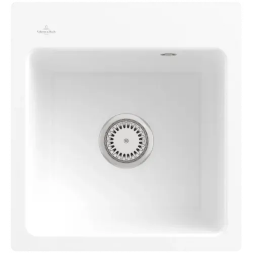 Villeroy & Boch Subway 45 XS flat Мойка, включая Комплект слива с ручным управлением, выкл Керамика, 440 x 475 mm, Snow White CeramicPlus 67811FKG