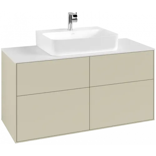 Villeroy & Boch Finion Тумба под раковину, с подсветкой, 4 выдвижных ящика, 1200 x 603 x 501 mm, Silk Grey Matt Lacquer G13100HJ