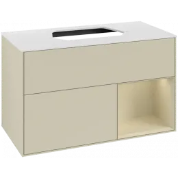 Villeroy & Boch Finion Тумба под раковину, с подсветкой, 2 выдвижных ящика, 1000 x 603 x 501 mm, Silk Grey Matt Lacquer / Silk Grey Matt Lacquer F371HJHJ