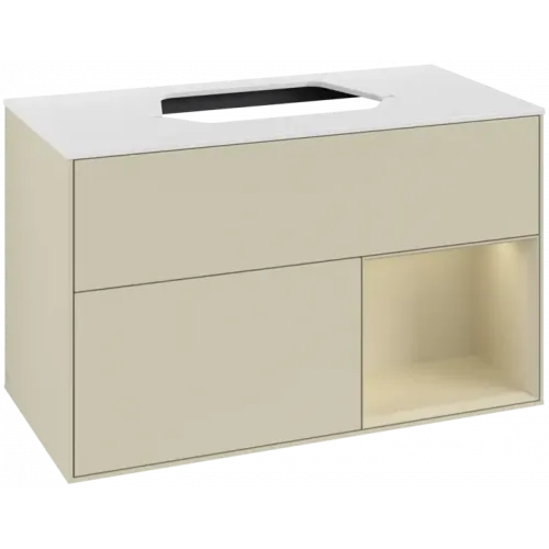 Villeroy & Boch Finion Тумба под раковину, с подсветкой, 2 выдвижных ящика, 1000 x 603 x 501 mm, Silk Grey Matt Lacquer / Silk Grey Matt Lacquer F371HJHJ