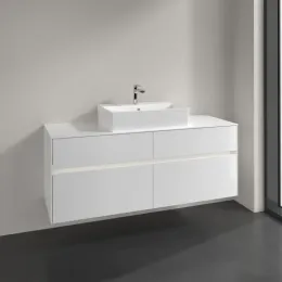 Villeroy & Boch Collaro Тумба под раковину, с подсветкой, 4 выдвижных ящика, 1400 x 548 x 500 mm, Glossy White / Glossy White C131B0DH