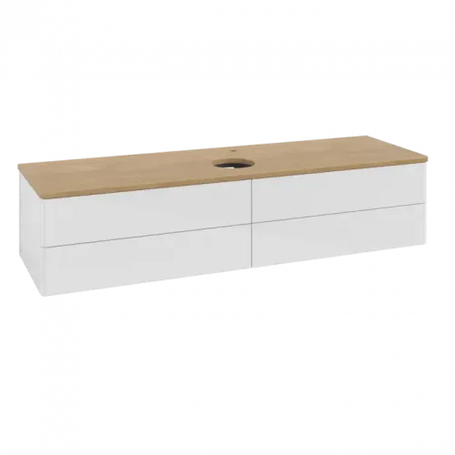 Villeroy & Boch Antao Тумба под раковину, с подсветкой, 4 выдвижных ящика, 1600 x 360 x 500 mm, лицевая поверхность без текстурированной отделки, Glossy White Lacquer / Honey Oak L25051GF