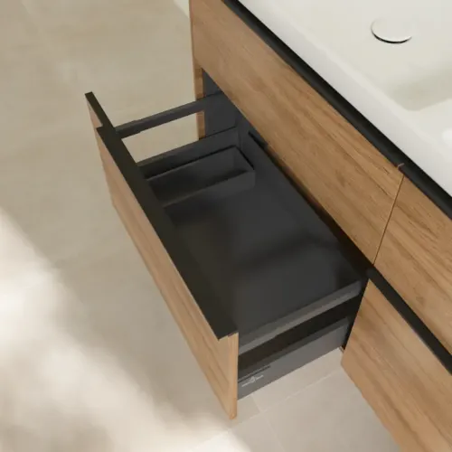 Villeroy & Boch Subway 3.0 Тумба под раковину, с подсветкой, 4 выдвижных ящика, 1272 x 576 x 478 mm, Oak Kansas C568L1RH