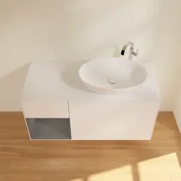 Villeroy & Boch Finion Тумба под раковину, с подсветкой, 3 выдвижных ящика, 1200 x 603 x 501 mm, White Matt Lacquer / Anthracite Matt Lacquer F921GKMT