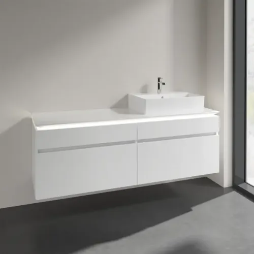 Villeroy & Boch Legato Тумба под раковину, с подсветкой, 4 выдвижных ящика, 1600 x 550 x 500 mm, Glossy White / Glossy White B675L0DH