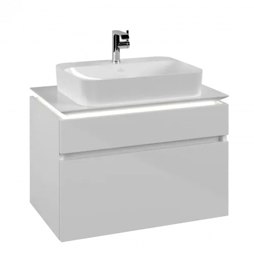 Villeroy & Boch Legato Тумба под раковину, с подсветкой, 2 выдвижных ящика, 800 x 550 x 500 mm, Glossy White / Glossy White B754L0DH