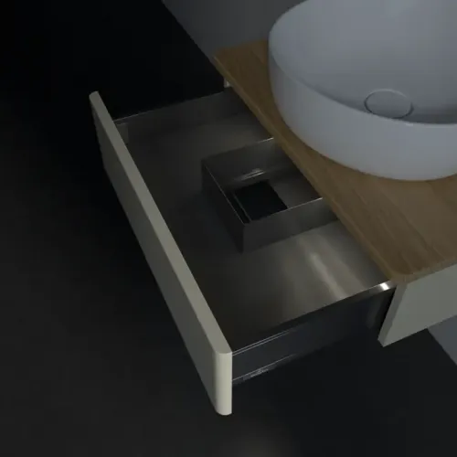 Villeroy & Boch Antao Тумба под раковину, с подсветкой, 1 выдвижной ящик, 600 x 190 x 500 mm, лицевая поверхность без текстурированной отделки, Silk Grey Matt Lacquer / Honey Oak L07051HJ