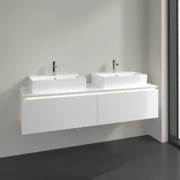 Villeroy & Boch Legato Тумба под раковину, с подсветкой, 2 выдвижных ящика, 1600 x 380 x 500 mm, Glossy White / Glossy White B676L0DH