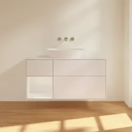 Villeroy & Boch Finion Тумба под раковину, с подсветкой, 3 выдвижных ящика, 1200 x 603 x 501 mm, Glossy White Lacquer / Glossy White Lacquer GA61GFGF