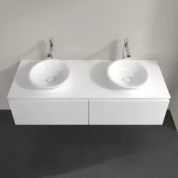 Villeroy & Boch Legato Тумба под раковину, 2 выдвижных ящика, 1400 x 380 x 500 mm, Glossy White / Glossy White B59100DH