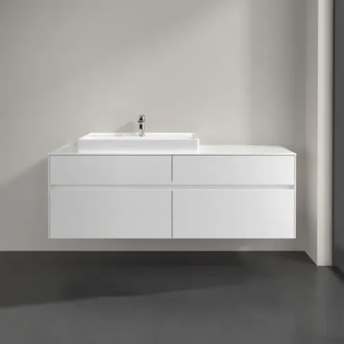Villeroy & Boch Collaro Тумба под раковину, с подсветкой, 4 выдвижных ящика, 1600 x 548 x 500 mm, Glossy White / Glossy White C026B0DH