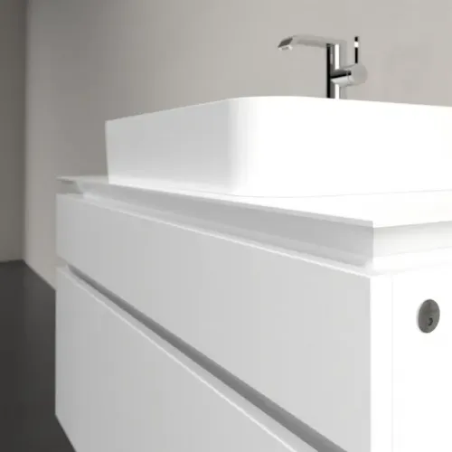 Villeroy & Boch Legato Тумба под раковину, с подсветкой, 2 выдвижных ящика, 1000 x 550 x 500 mm, Glossy White / Glossy White B756L0DH