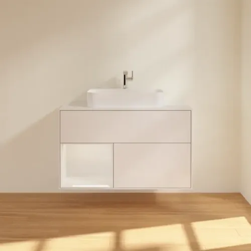 Villeroy & Boch Finion Тумба под раковину, с подсветкой, 2 выдвижных ящика, 1000 x 603 x 501 mm, Glossy White Lacquer / Glossy White Lacquer G361GFGF