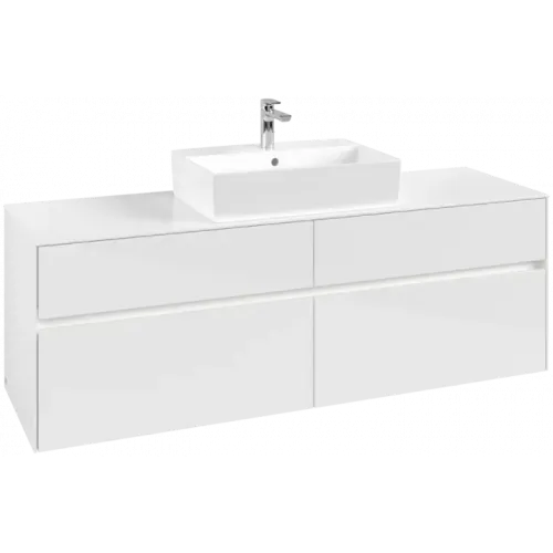 Villeroy & Boch Collaro Тумба под раковину, с подсветкой, 4 выдвижных ящика, 1600 x 548 x 500 mm, Glossy White / Glossy White C134B0DH