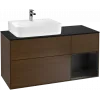 Villeroy & Boch Finion Тумба под раковину, с подсветкой, 3 выдвижных ящика, 1200 x 603 x 501 mm, Walnut Veneer / Black Matt Lacquer F152PDGN