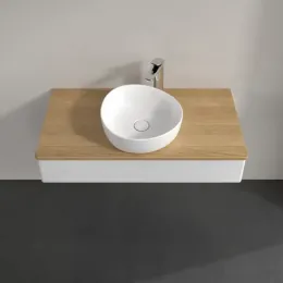 Villeroy & Boch Antao Тумба под раковину, с подсветкой, 1 выдвижной ящик, 1000 x 190 x 500 mm, лицевая поверхность без текстурированной отделки, Glossy White Lacquer / Honey Oak L09051GF