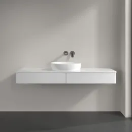 Villeroy & Boch Antao Тумба под раковину, 2 выдвижных ящика, 1600 x 190 x 500 mm, лицевая поверхность без текстурированной отделки, Glossy White Lacquer / Glossy White Lacquer K14010GF