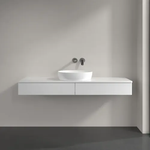 Villeroy & Boch Antao Тумба под раковину, 2 выдвижных ящика, 1600 x 190 x 500 mm, лицевая поверхность без текстурированной отделки, Glossy White Lacquer / Glossy White Lacquer K14010GF