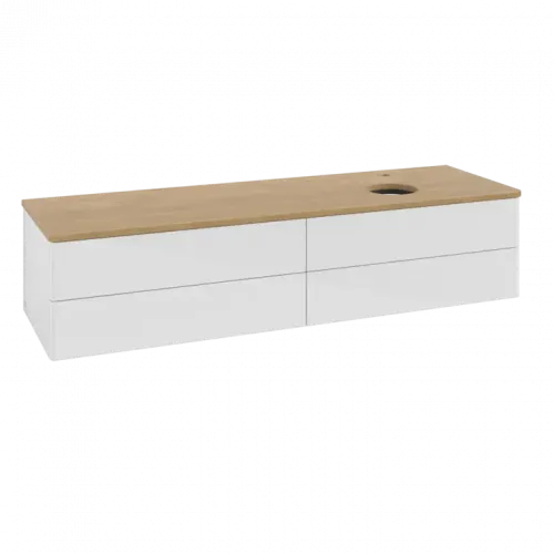 Villeroy & Boch Antao Тумба под раковину, 4 выдвижных ящика, 1600 x 360 x 500 mm, лицевая поверхность без текстурированной отделки, Glossy White Lacquer / Honey Oak K27051GF