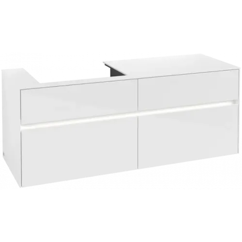 Villeroy & Boch Collaro Тумба под раковину, с подсветкой, 4 выдвижных ящика, 1400 x 548 x 500 mm, Glossy White / Glossy White C085B0DH