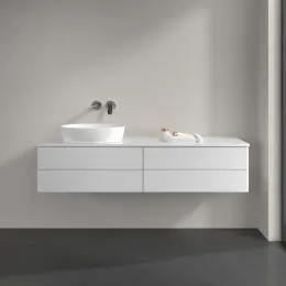 Villeroy & Boch Antao Тумба под раковину, с подсветкой, 4 выдвижных ящика, 1600 x 360 x 500 mm, лицевая поверхность без текстурированной отделки, Glossy White Lacquer / Glossy White Lacquer L26010GF