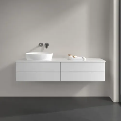 Villeroy & Boch Antao Тумба под раковину, с подсветкой, 4 выдвижных ящика, 1600 x 360 x 500 mm, лицевая поверхность без текстурированной отделки, Glossy White Lacquer / Glossy White Lacquer L26010GF