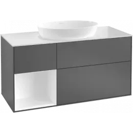 Villeroy & Boch Finion Тумба под раковину, с подсветкой, 3 выдвижных ящика, 1200 x 603 x 501 mm, Silk Grey Matt Lacquer / Silk Grey Matt Lacquer G941HJHJ