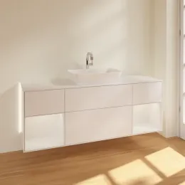 Villeroy & Boch Finion Тумба под раковину, с подсветкой, 4 выдвижных ящика, 1600 x 603 x 501 mm, Glossy White Lacquer / Glossy White Lacquer G861GFGF