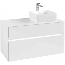 Villeroy & Boch Collaro Тумба под раковину, с подсветкой, 2 выдвижных ящика, 1000 x 548 x 500 mm, Glossy White / Glossy White C040B0DH