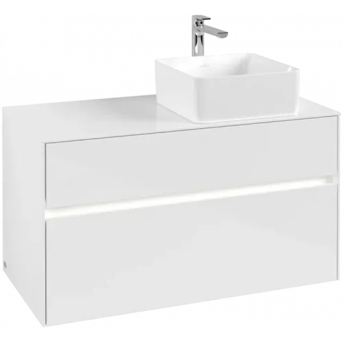 Villeroy & Boch Collaro Тумба под раковину, с подсветкой, 2 выдвижных ящика, 1000 x 548 x 500 mm, Glossy White / Glossy White C040B0DH