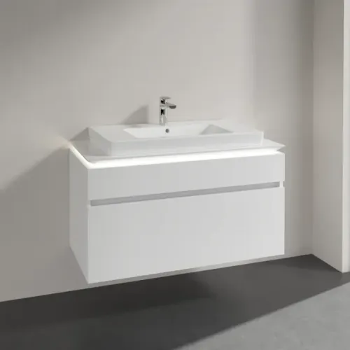 Villeroy & Boch Legato Тумба под раковину, с подсветкой, 2 выдвижных ящика, 1000 x 550 x 500 mm, Glossy White / Glossy White B695L0DH