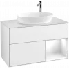 Villeroy & Boch Finion Тумба под раковину, с подсветкой, 2 выдвижных ящика, 1000 x 603 x 501 mm, Glossy White Lacquer / Glossy White Lacquer F901GFGF