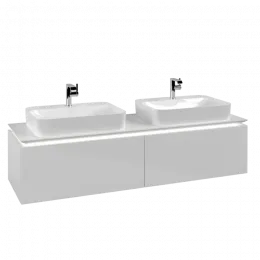 Villeroy & Boch Legato Тумба под раковину, с подсветкой, 2 выдвижных ящика, 1600 x 380 x 500 mm, Glossy White / Glossy White B767L0DH
