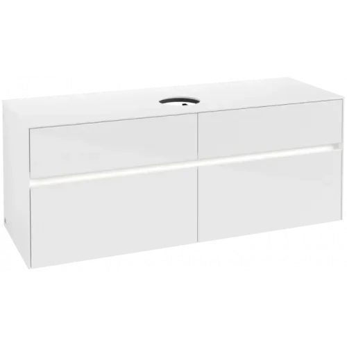 Villeroy & Boch Collaro Тумба под раковину, с подсветкой, 4 выдвижных ящика, 1400 x 548 x 500 mm, Glossy White / Glossy White C045B0DH