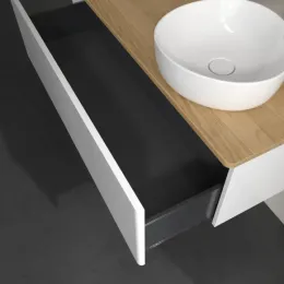 Villeroy & Boch Antao Тумба под раковину, 1 выдвижной ящик, 1200 x 360 x 500 mm, лицевая поверхность без текстурированной отделки, Glossy White Lacquer / Honey Oak K34051GF
