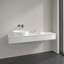 Villeroy & Boch Antao Тумба под раковину, 2 выдвижных ящика, 1600 x 190 x 500 mm, лицевая поверхность без текстурированной отделки, Glossy White Lacquer / Glossy White Lacquer K15010GF