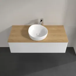 Villeroy & Boch Antao Тумба под раковину, с подсветкой, 2 выдвижных ящика, 1200 x 360 x 500 mm, лицевая поверхность без текстурированной отделки, Glossy White Lacquer / Honey Oak L21051GF