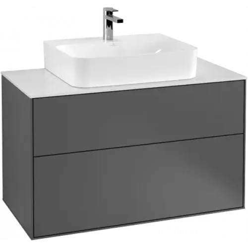 Villeroy & Boch Finion Тумба под раковину, с подсветкой, 2 выдвижных ящика, 1000 x 603 x 501 mm, Silk Grey Matt Lacquer G10100HJ