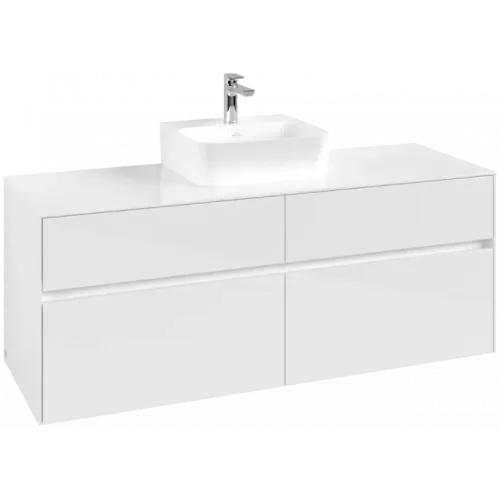 Villeroy & Boch Collaro Тумба под раковину, 4 выдвижных ящика, 1400 x 548 x 500 mm, Glossy White / Glossy White C10000DH