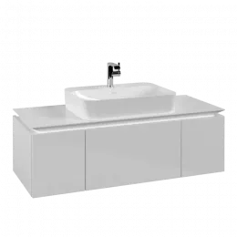 Villeroy & Boch Legato Тумба под раковину, 3 выдвижных ящика, 1200 x 380 x 500 mm, Glossy White / Glossy White B75700DH