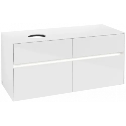 Villeroy & Boch Collaro Тумба под раковину, с подсветкой, 4 выдвижных ящика, 1200 x 548 x 500 mm, Glossy White / Glossy White C042B0DH