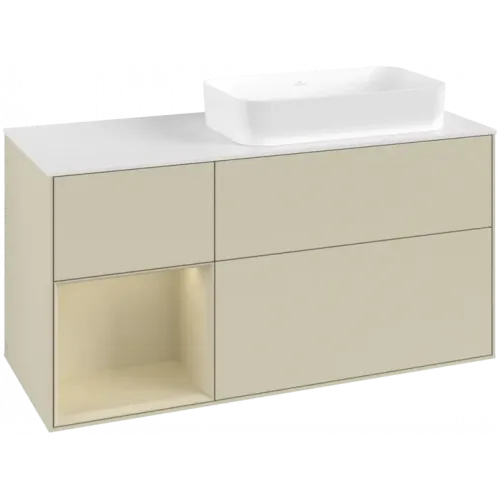 Villeroy & Boch Finion Тумба под раковину, с подсветкой, 3 выдвижных ящика, 1200 x 603 x 501 mm, Silk Grey Matt Lacquer / Silk Grey Matt Lacquer F681HJHJ