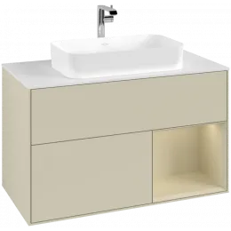 Villeroy & Boch Finion Тумба под раковину, с подсветкой, 2 выдвижных ящика, 1000 x 603 x 501 mm, Silk Grey Matt Lacquer / Silk Grey Matt Lacquer G251HJHJ