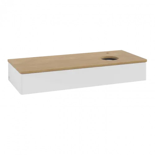 Villeroy & Boch Antao Тумба под раковину, с подсветкой, 1 выдвижной ящик, 1200 x 190 x 500 mm, лицевая поверхность без текстурированной отделки, Glossy White Lacquer / Honey Oak L12051GF