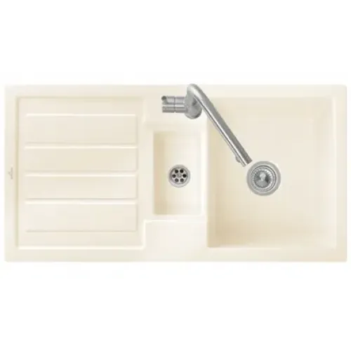 Villeroy & Boch Flavia 60 Мойка, включая Комплект слива с ручным управлением, выкл Керамика, 1010 x 510 mm, Snow White CeramicPlus 330401KG